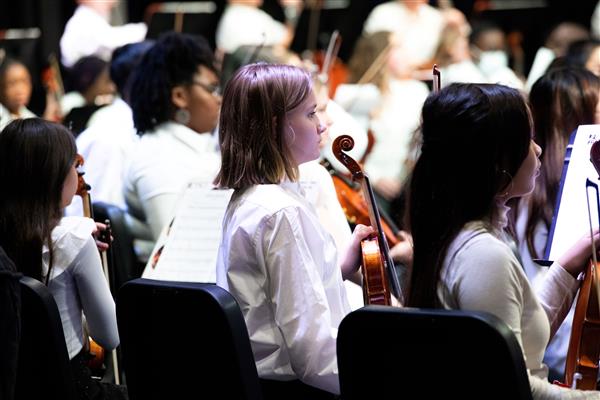Students performing at the 2023-2024 All County Orchestra Concert